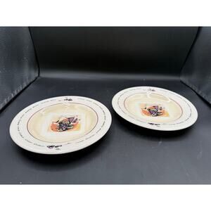 2 Stokes Sur La Table “Buono Vino” Wine Grapes Purple Salad Plates